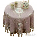 Petite nappe ronde de style européen  housse de table ronde en tissu floral  nappe en coton et lin taille : 90 ×90 cm - B07PLDYL31